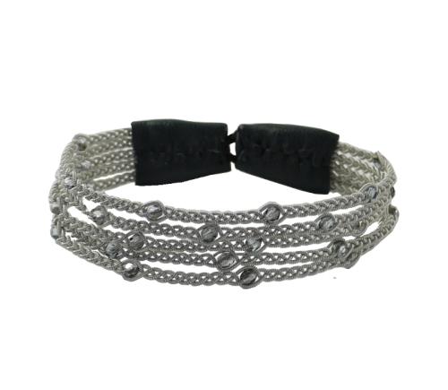 Rentierlederarmband mit Glasperlen, dunkelgrau