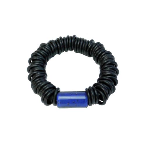Kautschuk- / Muranoglasarmband, schwarz-blau
