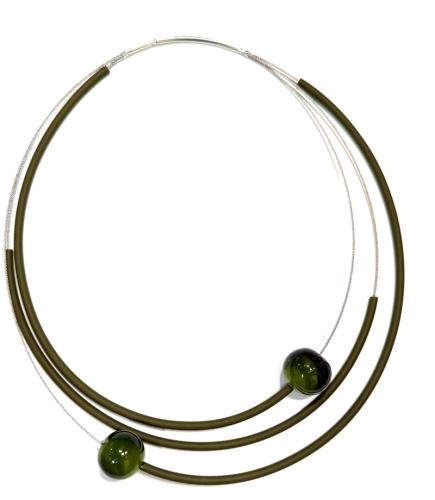 Kautschuk-Muranoglas-Kette, olive