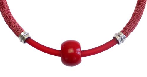 Kautschukkette mit Plexiglaskugel,rot-erdbeerrot