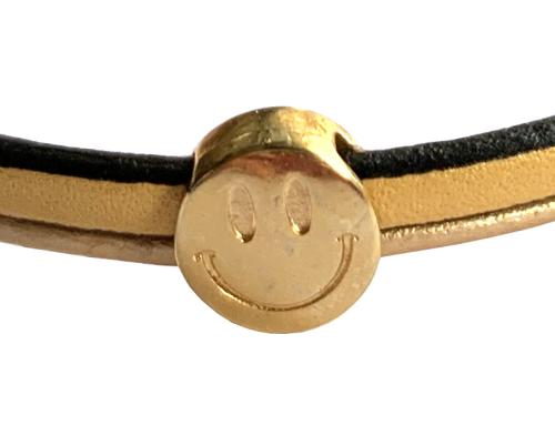 Lederarmband mit vergoldetem Smiley, gold