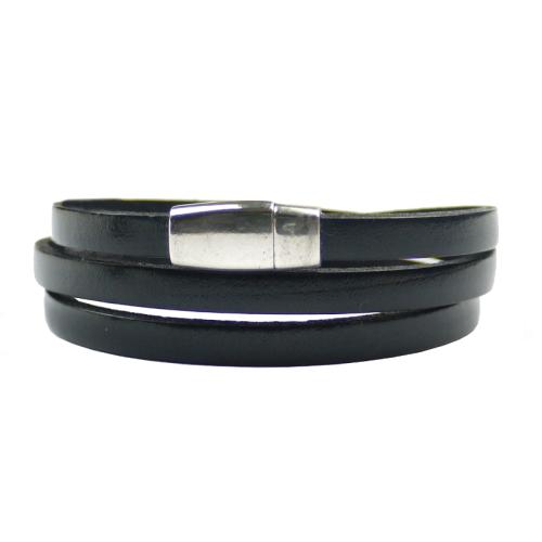 Lederarmband Magnetverschluss, schwarz