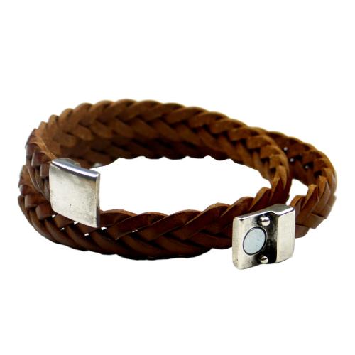 Herrenlederarmband mit Magnetverschluss, cognac