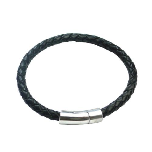 Lederarmband mit Klappmagnetverschluss, schwarz