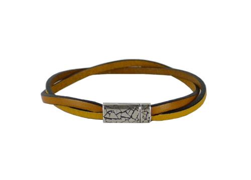 Lederarmband mit Magnetverschluss, gelb-senf