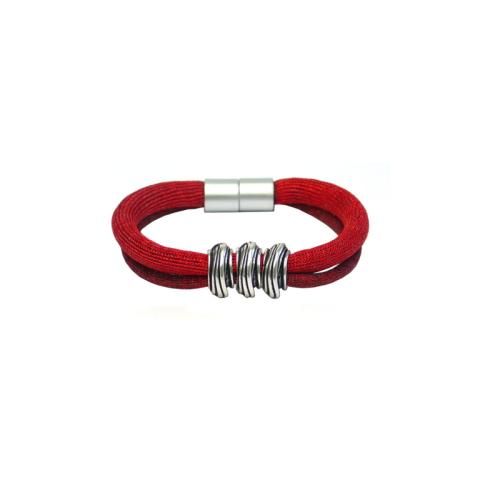 Viskose-Perlon-Armband, kirschrot-rot