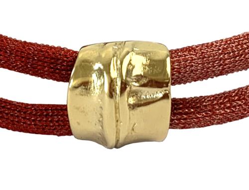 Viskose-Perlon-Armband-vergoldet, kirschrot-erdebeerrot