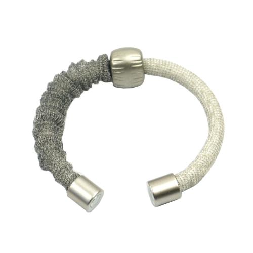 Viskose-Perlon-Armband mit Element aus Kunstharz, silbergrau/stahl