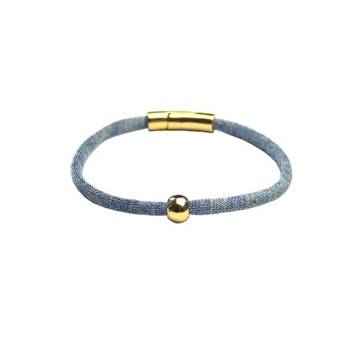 vergoldetes Viskose-Perlon-Armband, hellblau