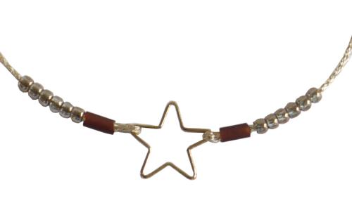 Glasperlchen-Armband mit vergoldetem Stern, sand