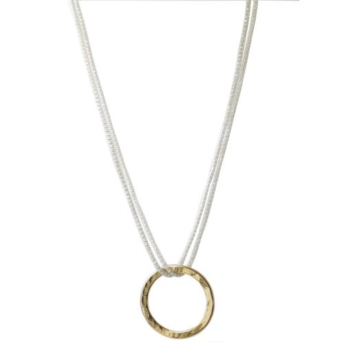 Perlon-Metall-Kette mit vergoldetem Ring, creme