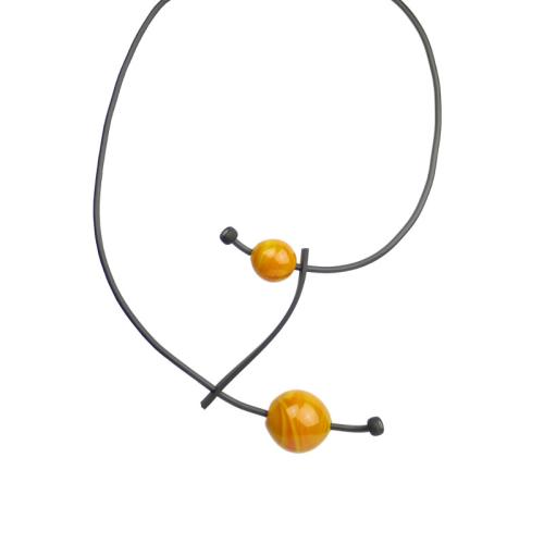 Muranoglas-Kautschuk-Kette, orange-schwarz