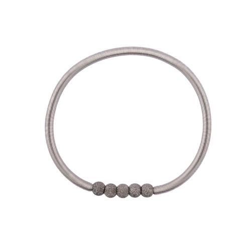 Edelstahlarmband mit 5 diamantierten Silberkugeln, grey