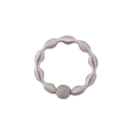 Edelstahlring-Welle mit diamantierter Silberkugel, grey