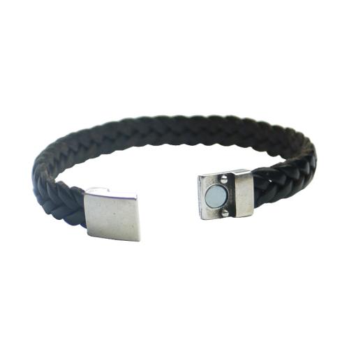 Herrenlederarmband mit Magnetverschluss, schwarz