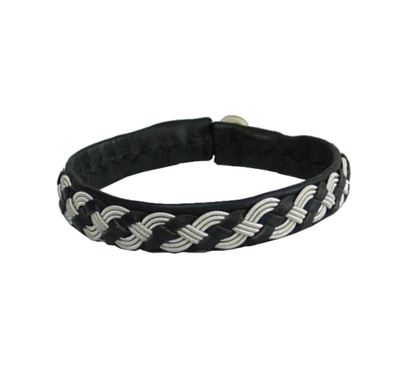 Rentierlederarmband mit Hornknopf, schwarz