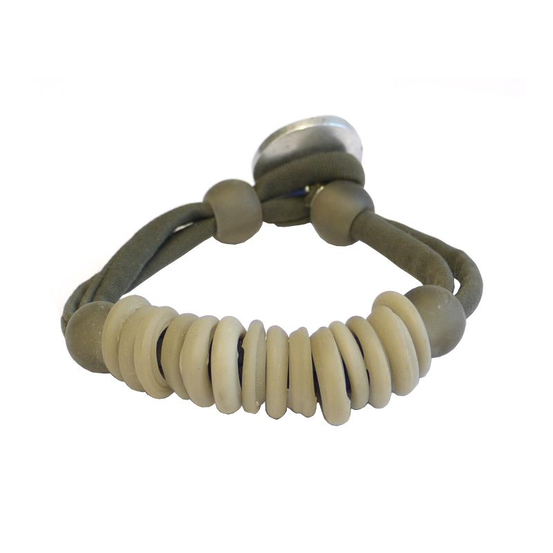 Muranoglas-Stoff-Armband, taupe