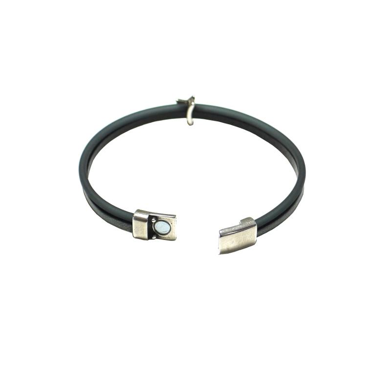 Leder-Kautschuk-Armband mit Stern, stahl-dunkelgrau