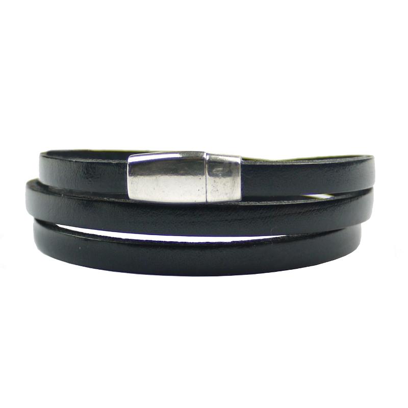 Lederarmband Magnetverschluss, schwarz