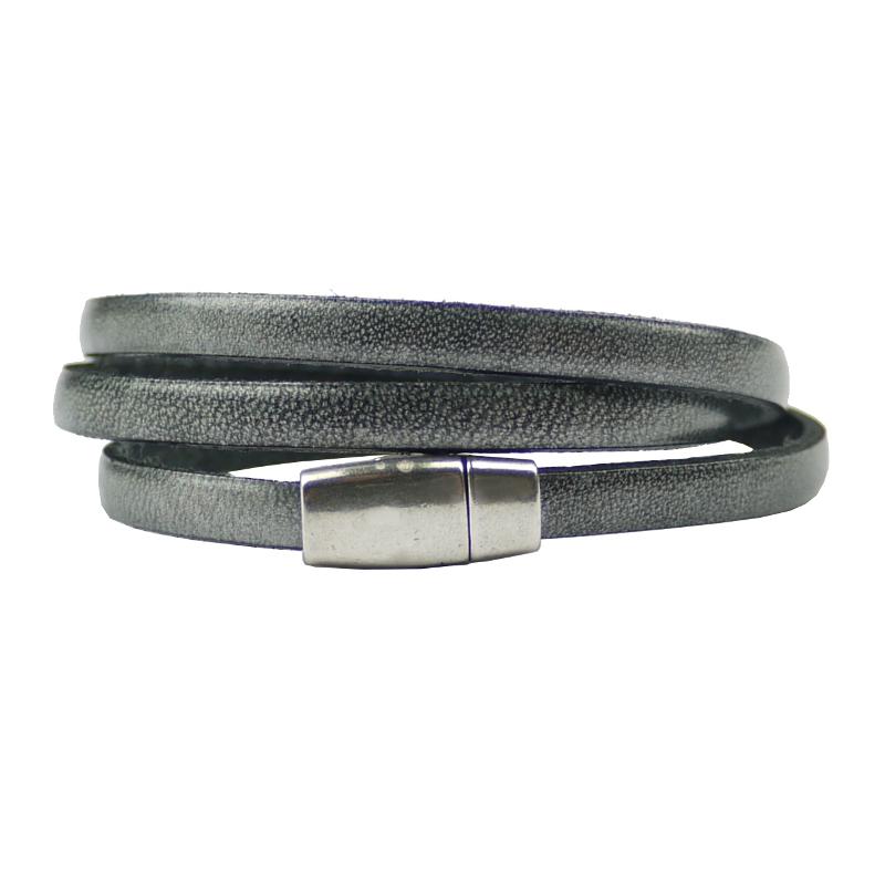 Lederarmband Magnetverschluss, stahl