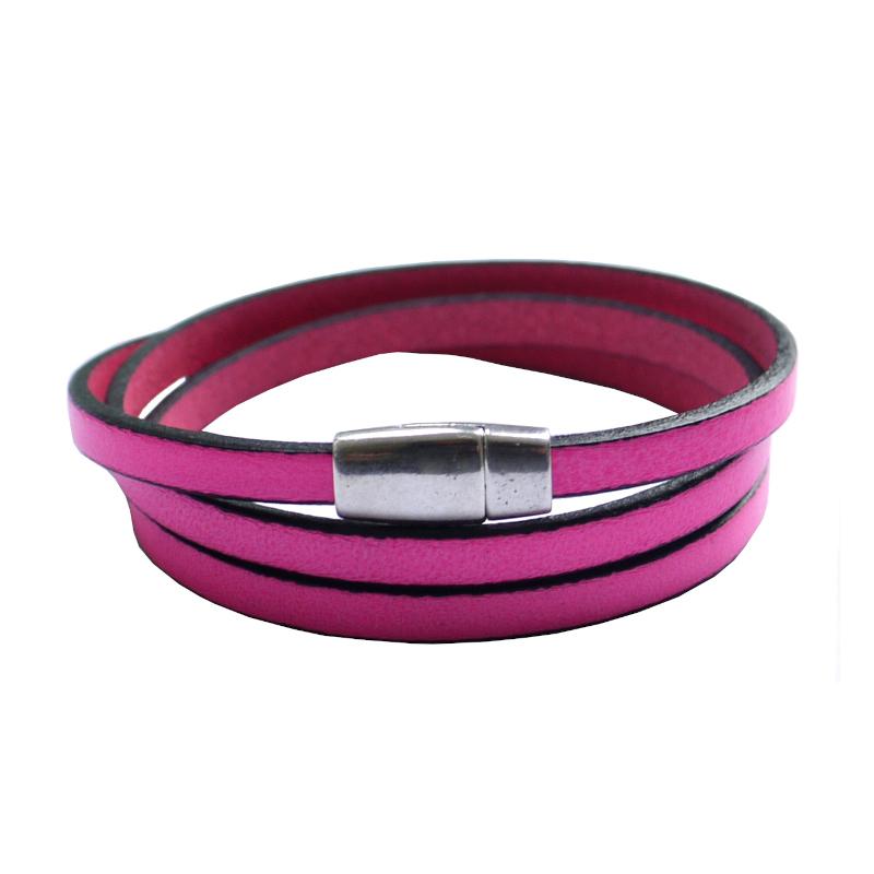 Lederarmband Magnetverschluss, neon pink