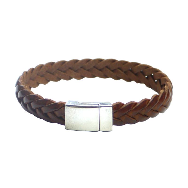 Herrenlederarmband mit Magnetverschluss, cognac