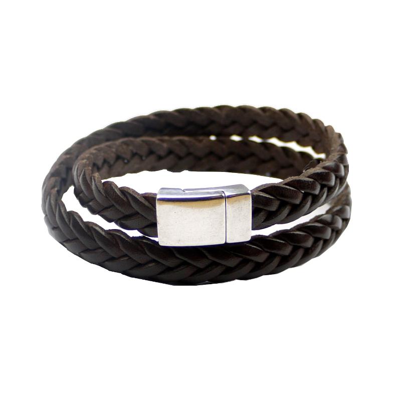 Herrenlederarmband mit Magnetverschluss, dunkelbraun