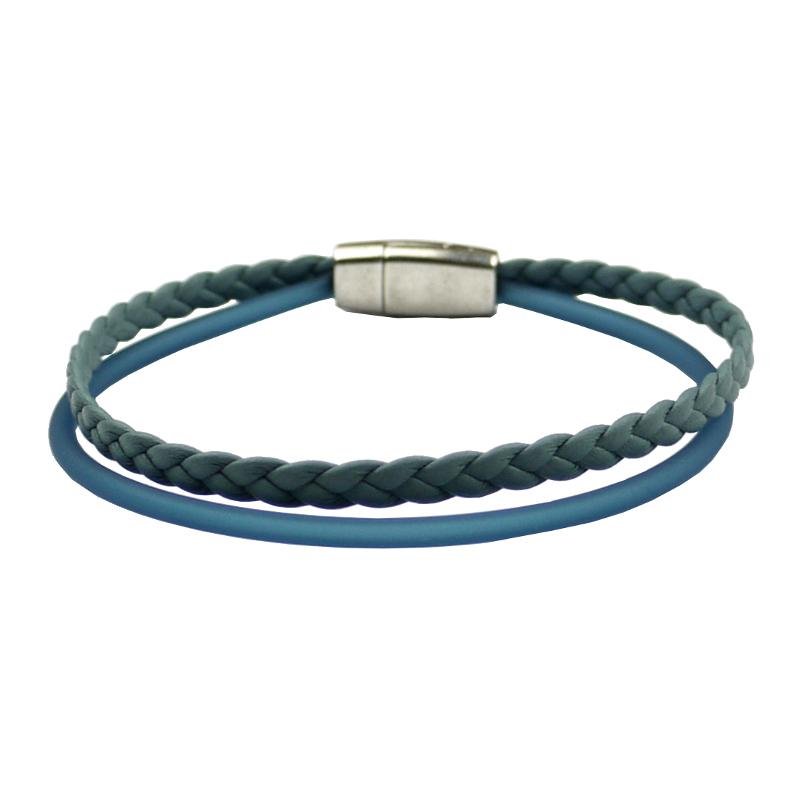 Leder-Kautschuk-Armband, rauchblau