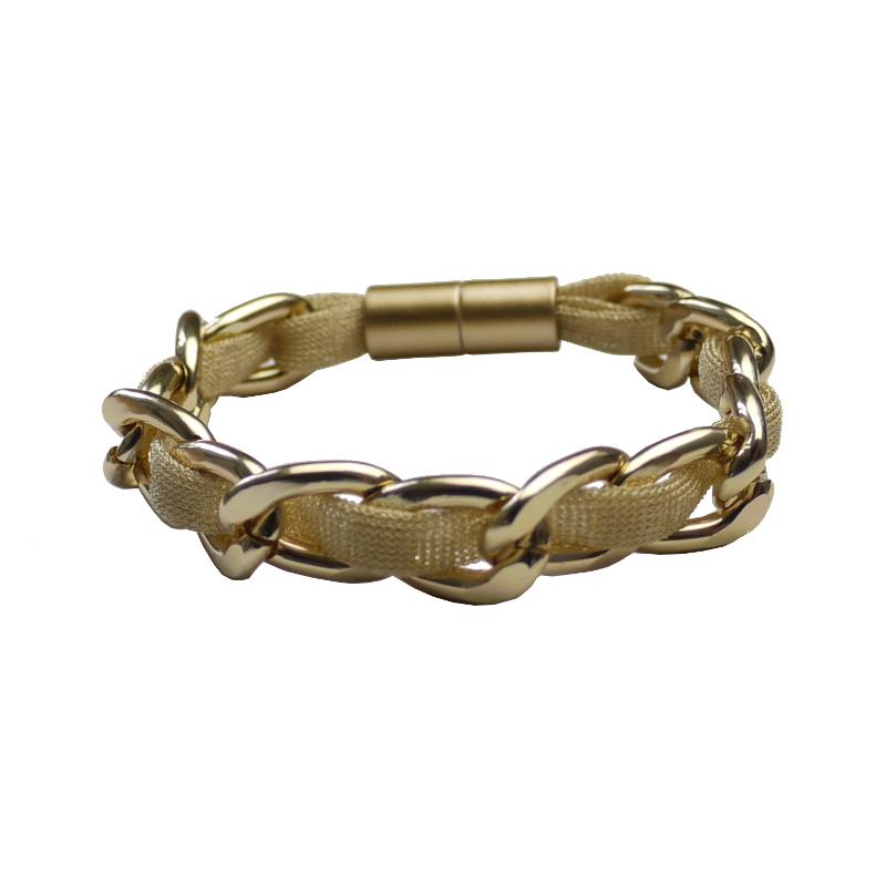 Perlon-Armband mit Gliederkette, sand