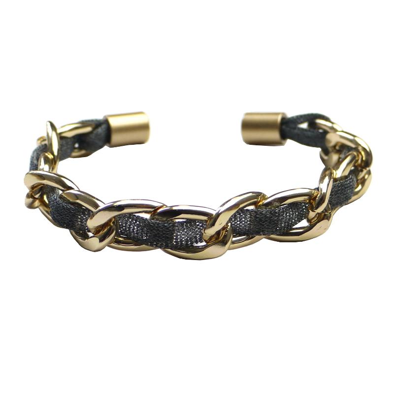 Perlon-Armband mit Gliederkette, anthrazit